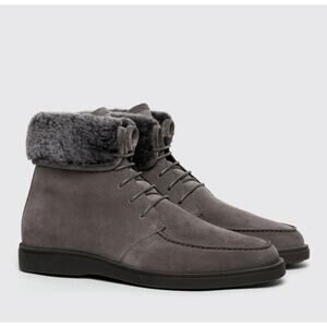 Santoni ankle fur-trim detail boots men’s size 8.5 (display model)